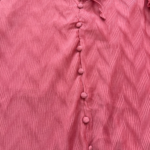 Lapis & Lillies Pink top Sz XL Ruffled Peasant Crinkled Front , Lined, T… - Picture 4 of 9